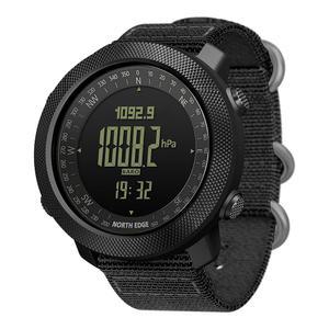 내구성이 뛰어난 밴드 스텝 트래커 만보미터 칼로리(블랙)를 갖춘 North Edge Apache Tactical Sports Watch for Men Outdoor Survival Military Compass Rock 솔리드 디지털 시계