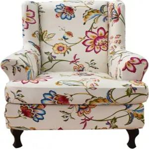 하오용 윙백 의자 슬립커버 인쇄 커버 암체어 스트레치 세탁 가능한 보호 거실 및 침실용