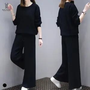 벨라도나 사계절 여성 오버핏 긴팔티셔츠+와이드팬츠 투피스셋업 커버업 Bon-2610