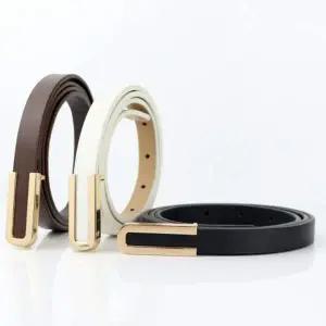 여성용 QXD818H6 심플 정장 클래식 U버클 데일리 컬러벨트 6EZ