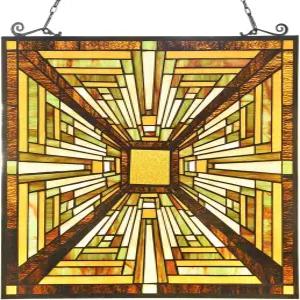 카풀리나 스테인드글라스 창문 걸이 패널 미션 우아한 스타일의 선캐처 홈 데코 선물용 체인 포함