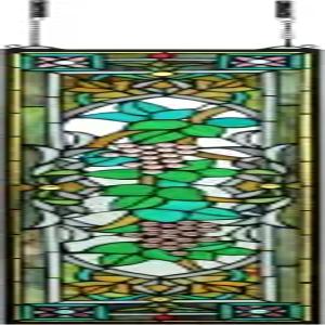 욘루키 34인치 초대형 스테인드글라스 창문이 포도나무에 걸려 있고 100 리얼 패널로 홈 데코 8.5인치