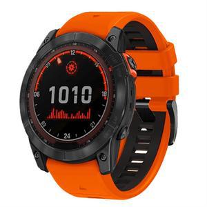 26mm 시계줄 - 가민 페닉스 7배 사파이어 솔라 6배 프로 5배 3시간 빠른 릴리스 핏 듀얼 컬러 실리콘 교체 에픽스 2 51mm Descent MK1 / 2/2i