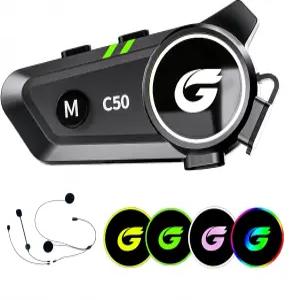 스테레오 사운드가 있는 Zhongreat 모터사이클 헬멧 블루투스 헤드셋 C50 양방향 1000M 통신 시스템 인터콤