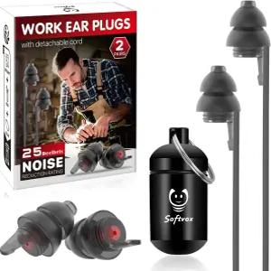 작업용 소프트복스 코드 이어 플러그 2쌍 100배 재사용 가능한 초쾌적 탈부착 스트링 사격장 건설 잔디