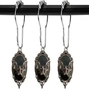 질럭키 12종 세트 샤워 커튼 후크 반지 고딕 뱀파이어 박쥐 할로윈 파티 용품 유령의 집 장식 블랙 배경