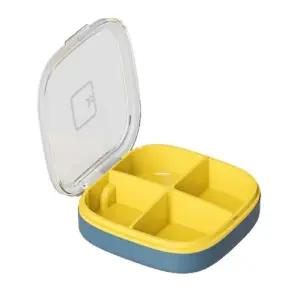 구급 응급 용품 휴대용 4칸 알약 케이스 블루 비타민 소분 보관함