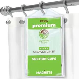 자석 및 흡입 컵 깨끗한 생활 프리미엄 PEVA 클리어 샤워 커튼 라이너 70 X 71인치 길이