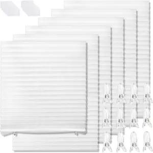 Tlence 6팩 임시 창문 블라인드 빛 필터링 종이 주름 음영 및 클립이 포함된 무선 패브릭 커버 침실용 무료