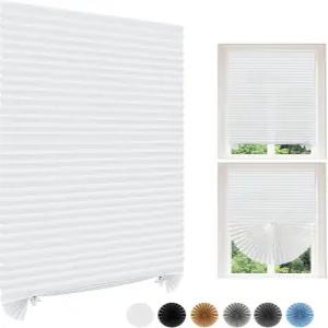 종이 블라인드 임시 창문 조명 필터링 드릴 스틱 없음 컷 무선 셀프 접착 주름 장식 주방 욕실 문용 (1