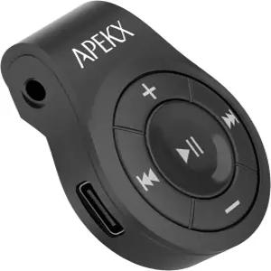 헤드폰 헤드셋 스피커 무선 수신기를 위한 APEKX 클립 블루투스 오디오 어댑터 핸즈 릴리즈 통화 및 음악용