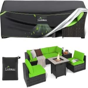UIRWAY 파티오 가구 방수 커버 84 L x 44 W 28 H 겨울용 야외 단면 소파 420D 헤비 듀티 커피 테이블 의자