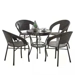 발코니테이블 펜션데스크 원형식탁 협탁 의자 라탄 인테리어 야외 베란다