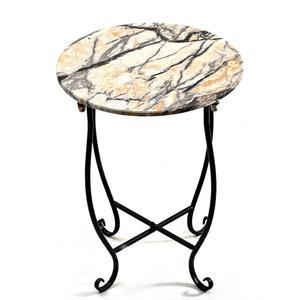 아오나기 파티오 사이드 테이블, 발코니 야드 현관 침대 옆 흔들의자 및 수영장 의자를 위한 다용도 14인치 원형 실내 실외용 내후성 금속 액센트 간편한 조립