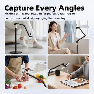 GOOJODOQ 태블릿 스탠드 핸드폰 홀더 바닥  지원 데스크탑 라이브 방송 알루미늄 합금 개폐식 IPad 호환 클