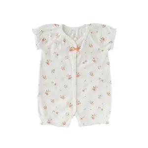 밍크뮤 출산백일선물 WH)버드플라워인견반팔우주복 3637004117