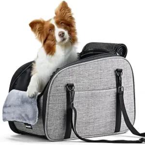 소형견을 위한 펫자우버 반려견 카시트 - 이중 보호 안전벨트와 미끄럼 방지 바닥이 있는 센터 콘솔 세척