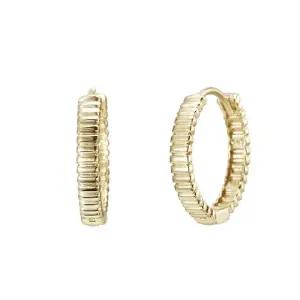14K 플리츠 후프 링 귀걸이