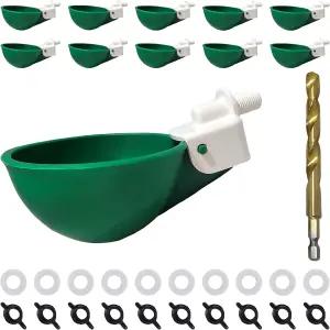 파마이트 자동 가금류 급수 키트 - 닭 오리 메추라기 거위 및 칠면조용 드릴 비트가 포함된 누수 없는 대형