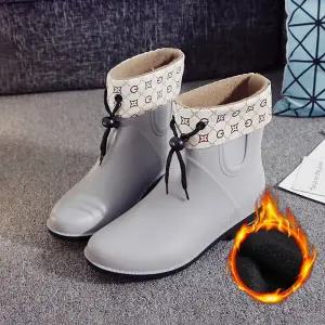 [굿쇼핑몰]4컬러 탈부착 기모 패션장화 숏 레인부츠 3cm