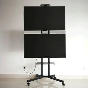 대형 모니터 듀얼 거치대 브라켓 이동식 수직 스탠딩