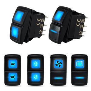 8핀 ON-ON-ON/ON-ON-OFF 로커 스위치 듀얼 블루 LED 3단계 12V/24V 방수 윈치 파워 트림 탭 자동차 해양 보