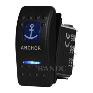 앵커 패턴 순간 로커 스위치 5P (On)-Off SPST 듀얼 블루 Led 보트 해양 차량 요트 선박  DIY