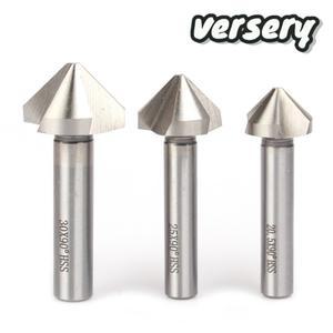 Versery 4.5-50mm 3 플루트 90도 HSS M2 6542 스테인레스 스틸 알루미늄 합금 용 카운터 싱크 모따기 도구
