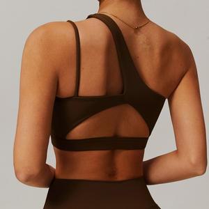 비스듬한 어깨 요가 브래지어 여성의 아름다운 뒤로 체육관 스포츠 속옷 빈 실행 피트니스 조끼 운동 탑을