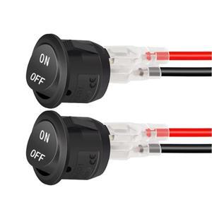 2피스 20mm 자동차 라운드 로커 스위치 ON Off 12 볼트 토글 RV 2 핀 (와이어 포함)