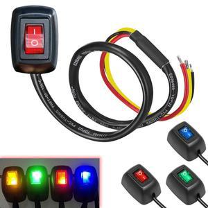 붙여 넣기  스위치 자동차 푸시 버튼 LED 조명 ON/Off DC12V/10A 24V/5A DIY SPST 로커 케이블