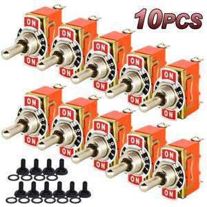 10피스 로커 토글 플릭 스위치 ON/OFF/ON 15A/250VAC SPDT 헤비 듀티 방수 부트 캡 커버 라이트 자동차 액