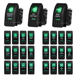 녹색 Led 라이트 바 로커 스위치 SPST 5 핀/DPDT 7 핀 자동차 해양 보트 IP68 NARVA Carling ARB 부품 캠핑