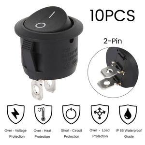 원형 로커 도트 스위치  온 오프  블랙 조명  자동차 대시 보드  보트 2 핀 토글 액세서리  10 개  20 개