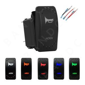 HORN LED 리트랙션 로커 스위치 5P (ON)-OFF SPST 순간 토글 + 점퍼 와이어 세트  자동차 트럭 UTV SUV RZR