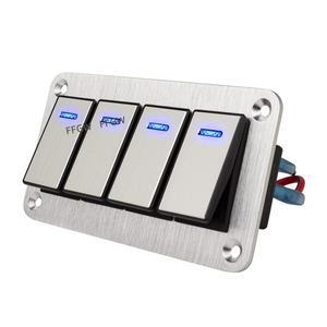 금속 2-8 갱 로커 스위치 패널 내구성 자동차 RV 해양 12 V ~ 24 LED 조명으로 방수 과부하 보호