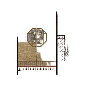 인테리어전통가리개 화장실입구 포스터 장식 커튼 빈티지 천 블라인드 주방 걸이 그림 1m