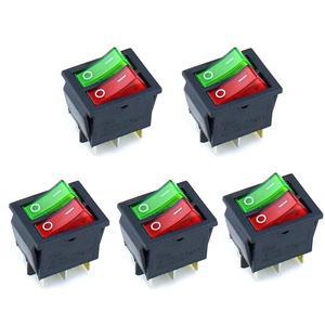 5개 라이트 스위치 6핀 온오프 빨간색 녹색 조명 이중 보트 로커 20A 125V AC 15A 듀얼 (자동차/선박용)