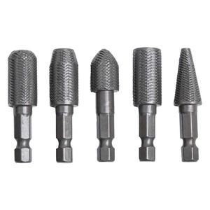 5Pcs 로터리 Rasp 14inch 육각 섕크 스틸 파일 드릴 비트 버 그라인딩 그루브 샌딩 조각 연삭 도구