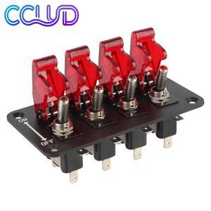레이싱카 차량용 자동 점화 스위치 패널 스타트 푸시 버튼 LED 표시등 12V 20A 4 로커 토글