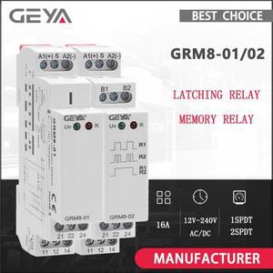 GEYA GRM8 DIN 레일 전자 래칭 릴레이 메모리 임펄스 SPDT 16A 스텝 AC230V OR AC/DC12-240V