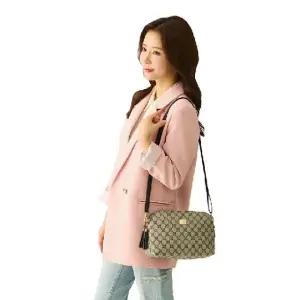 #넬]쌈지]태슬 투포켓 로고 크로스백