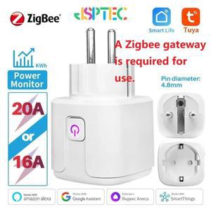 Tuya Zigbee 스마트 플러그 EU 소켓  전원 모니터링 타이밍 기능 포함  알렉사 구글 홈 얀덱스를 통한 음성