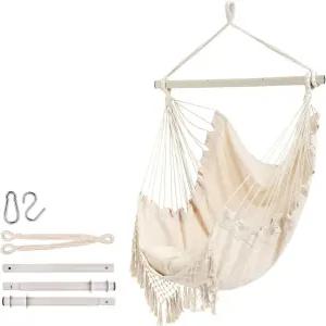 해먹 의자 - 실내 실외 거실 침실용 쿠션 2개가 있는 걸이 로프 스윙 사이드 포켓이 고내력 금속 막대형