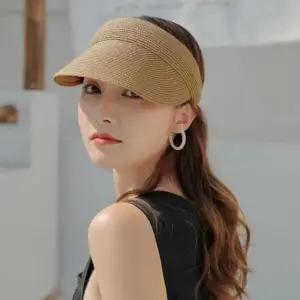 여름 썬캡 라탄 네추럴 돌돌이 자외선차단모자