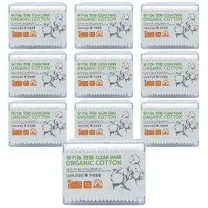 풍성 유기농 오가닉 순면 면봉(사각) 200개입 X 10개 대용량 위생 항균 면봉