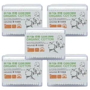 풍성 유기농 오가닉 순면 면봉(사각) 200개입 X 5개 대용량 위생 항균 면봉