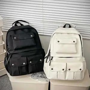 포켓 포인트 캔버스 백팩 남녀공용 학생 데일리가방