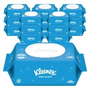 크리넥스 코튼클린 소프트 물티슈 캡90매 16팩