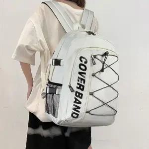 빅로고 스트링 포인트 지퍼포켓 학생 백팩 대용량